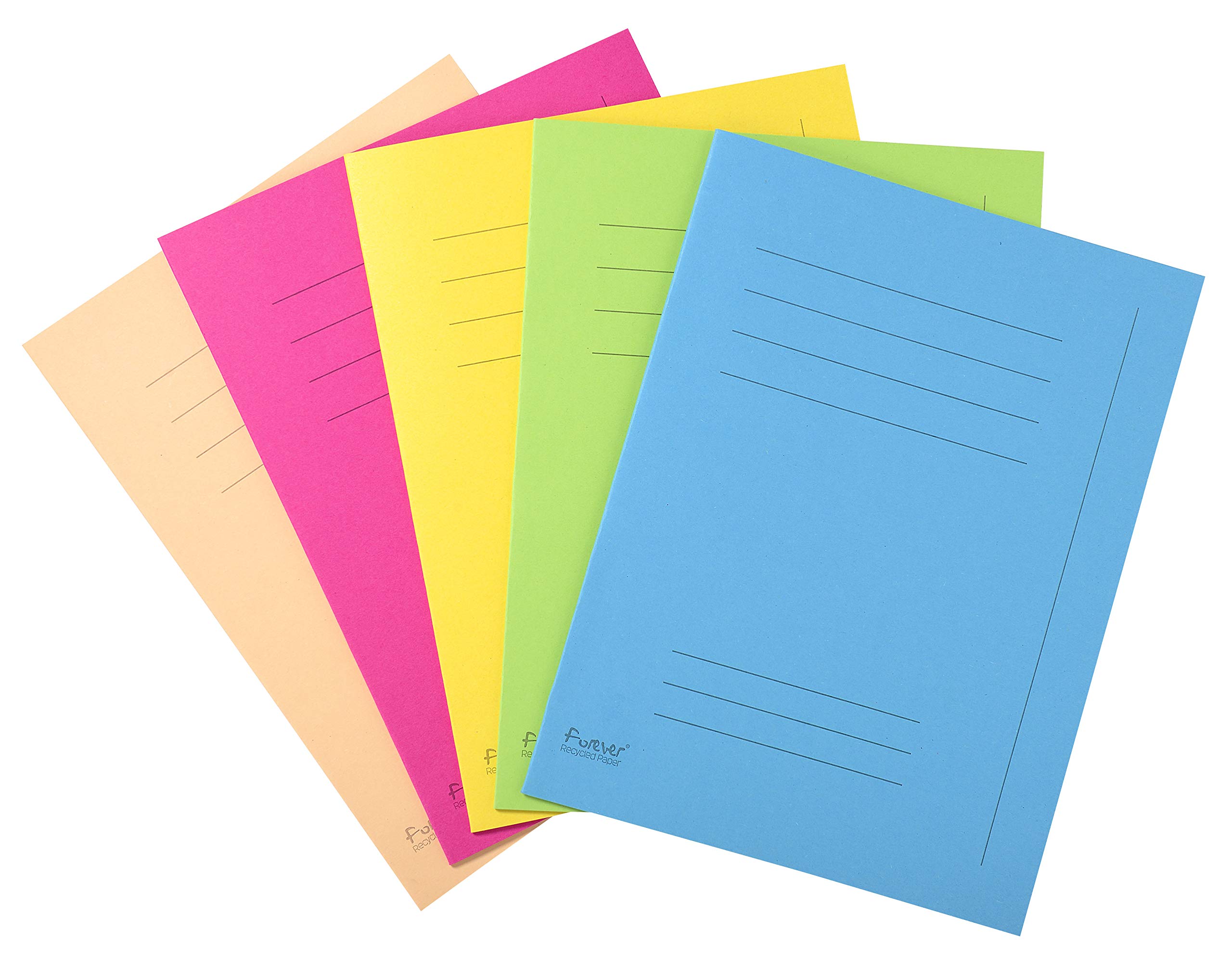 Exacompta - Ref 435000E - Forever Printed Square Cut Folder - 240 x 320mm in Size, Suitable for Storing A4 Documents, Made from 220gsm Recycled Card - Assorted Colours (Pack of 50)
