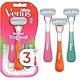 Gillette Venus Tropical Disposable Razors for Women, 3 Count, Designed for a Smooth Shave, Tropical Fragrance Scented Handles