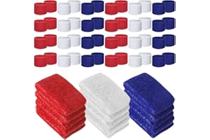 Leyndo 72 Pcs Wrist Sweatbands Bulk for Kids Field Day Cotton Terry Sweat Bands Sports Fan Wristbands Kids for Summer Camp Student Football Team Competition Party