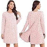 Deyeek Hospital Gowns for Women Open Back Tear Away Post Surgery Dress Long Sleeve with Shoulder Snaps Adaptive Nightgowns
