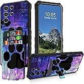 DIGTIALL Wallet Case for Samsung Galaxy S25 Ultra with Detachable Holder Credit Cards Slot & Kickstand Dog Paw Print Theme Dual Layer Heavy Duty Shockproof Cover for Samsung S25 Ultra