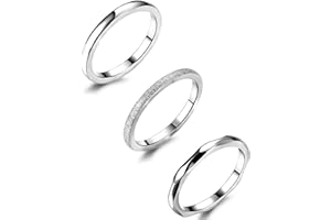 JOERICA 3Pcs 2mm Stainless Steel Women's Stackable Eternity Ring Band Engagement Wedding Ring Set 4-9