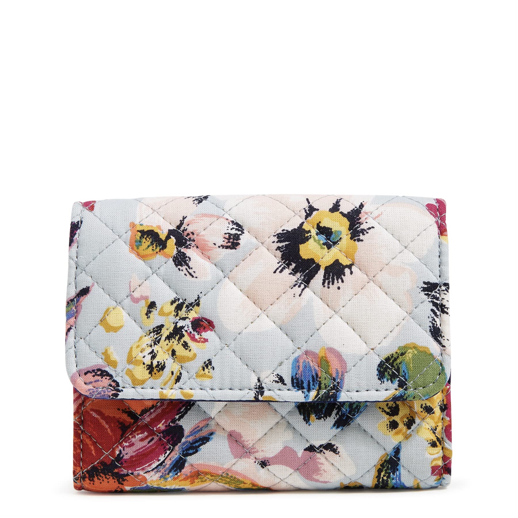 Vera Bradley Women’s Cotton Riley Compact Wallet With RFID Protection, Sea Air Floral – Recycled Cotton, One Size