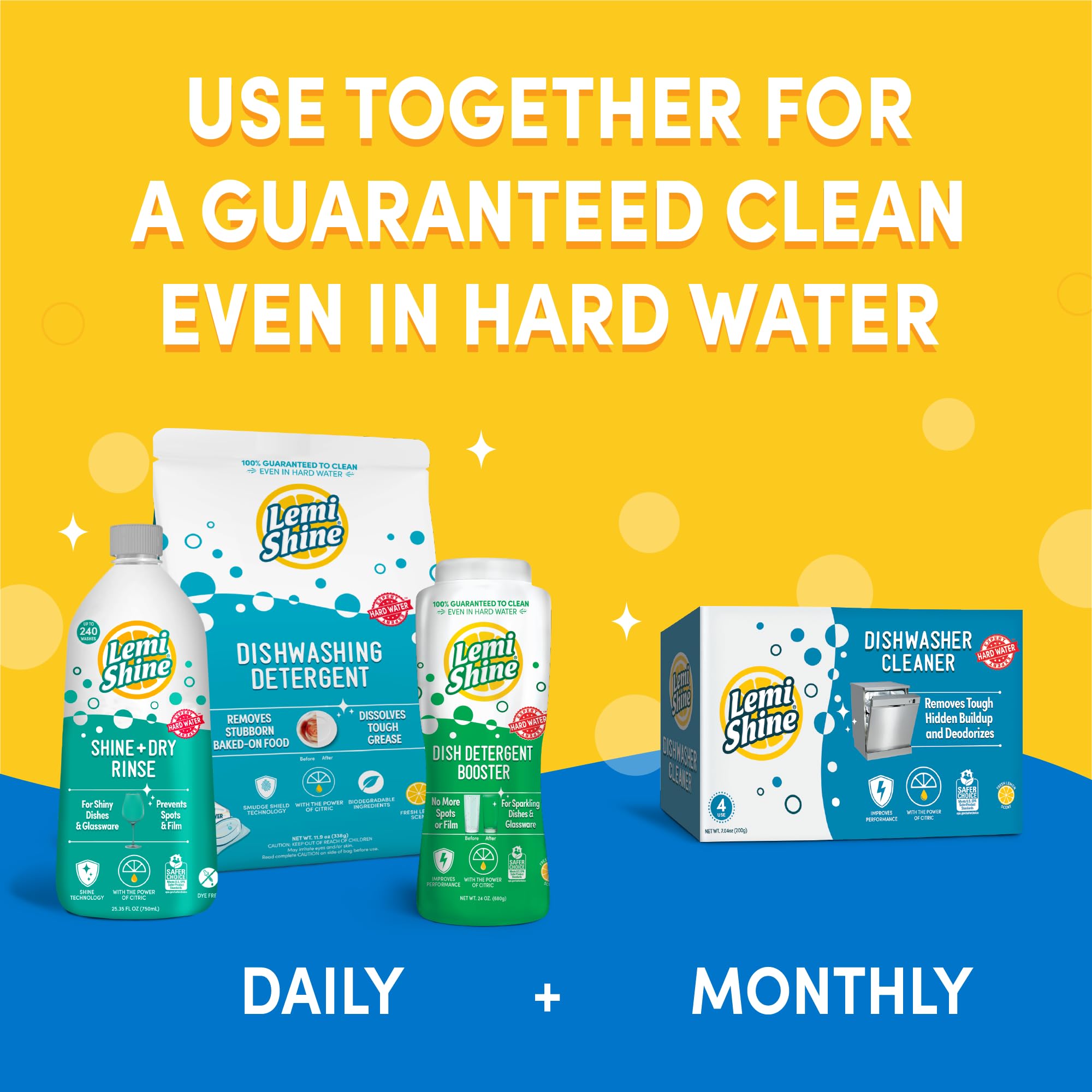 Lemi Shine Shine and Dry Natural Dishwasher Rinse Aid - Hard Water Stain Remover - 25.35 fl oz