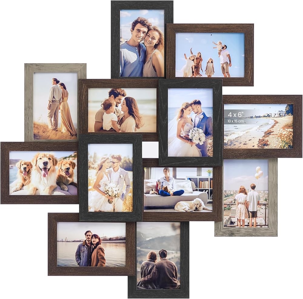 SONGMICS 12 Photo Frame Collage 4x6 10 x 15 cm Wall Display RPF022M01