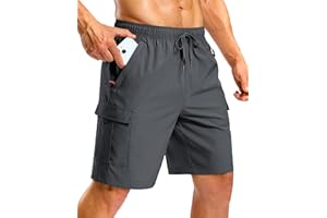 Pudolla Men's Hiking Cargo Shorts with 5 Pockets Lightweight 9" Outdoor Work Casual Shorts for Men Travel Fishing