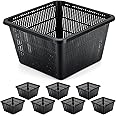 RimCereal 8 Pcs Aquatic Plant Baskets for Hydroponics Water Garden Plant Pots Black Plastic Mesh Basket 9 x 9 x 5.2 Inch Square Pond Containers for Island Live Aquarium Botany Flowers
