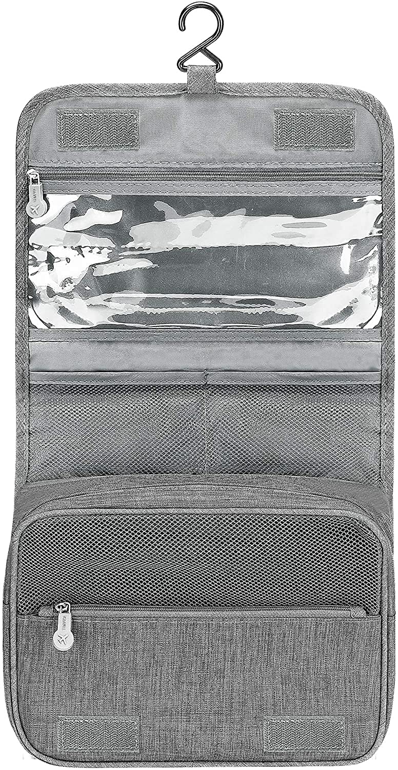 Acopton Portable Hanging Travel Toiletry Bag for Men and Womens Waterproof Bathrooom Shower Bag Multifunctional Cosmetic Makeup Organzier (Gray)