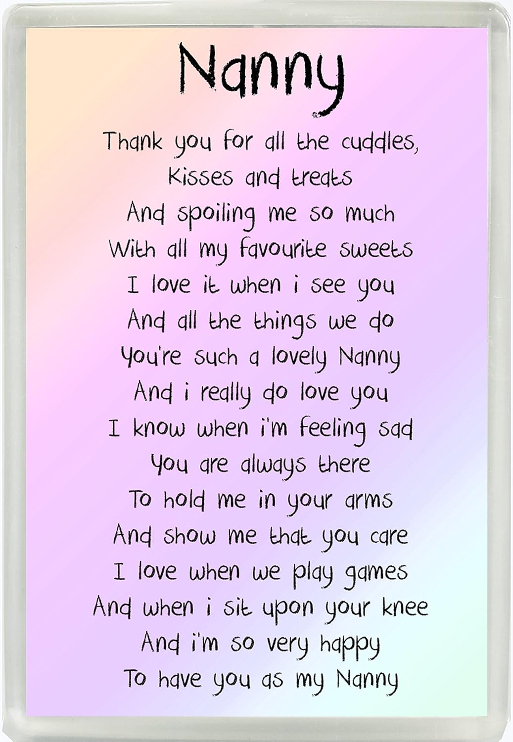 Nanny Poem Jumbo Fridge Magnet Ideal Birthday Mothers Day Gift M81 Amazon Co Uk Kitchen Home