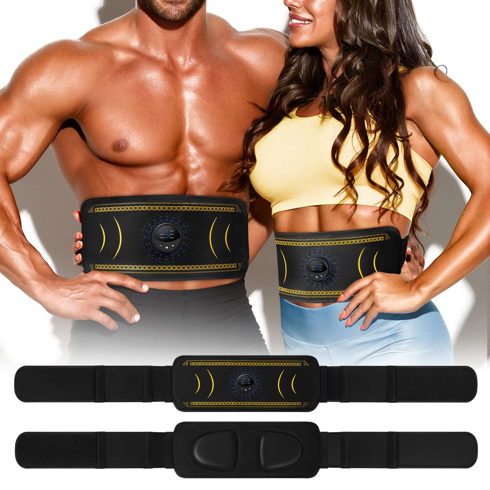 EMS Muscle Stimulator Abs Trainer , Abdominal Trainer with USB Rechargeable, 6 Modes Ab Trainer Belt for Men & Women Home Body Fitness Stimulator
