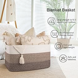 OIAHOMY Large Blanket Basket For Living