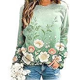 BAIREG Women's Boho Floral Oversized Crewneck Sweatshirt Paisley Casual Tops Fall Winter Spring Graphic Pullover for Women
