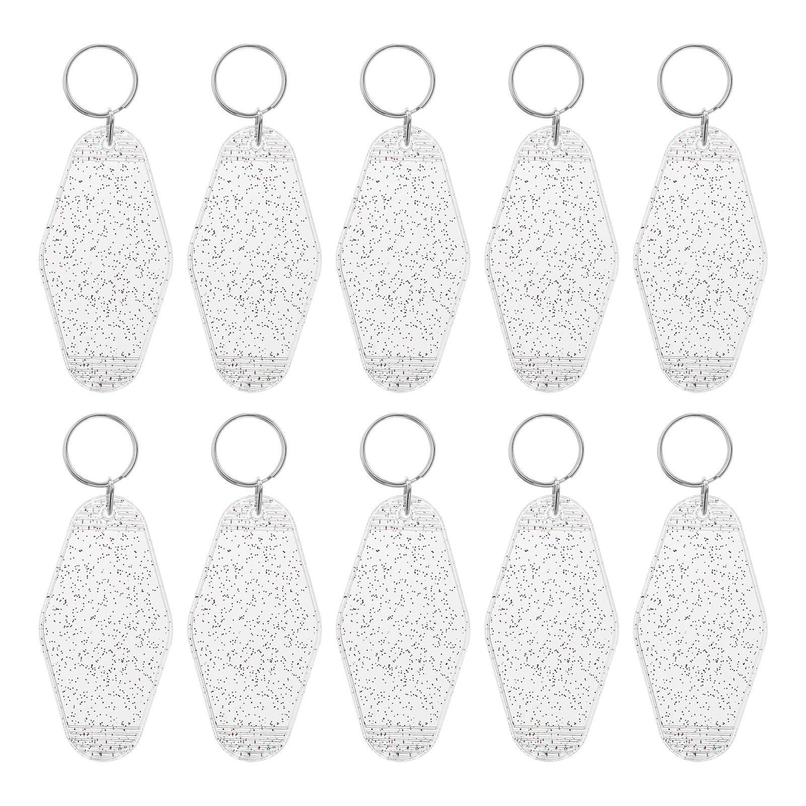 PATIKIL Vintage Motel Keychain, 10 Pack Blank Hotel Keychains Rhombus Retro Key Tag for DIY Crafts Ornament Backpack Luggage Labels Tags, Clear White with Spots โ image 1