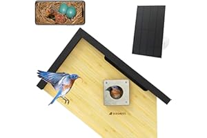Birdkiss Smart Bird Houses for Outside Solar Powered, 1080P HD Live View Birdhouse with Camera, Perfect Viewing Bird Nesting and Hatching, Ideal Outdoors Bird House for Blue Bird and Cardinal (Black)
