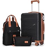 Cosbarn Carry On Luggage,3 Piece Suitcase Set,22x14x9 Airline Approved | Lightweight ABS Hardside Luggage, TSA-Approved Lock,Suitcases with 360&deg; Spinner Wheels,20Inch,Matching Backpack,For Men&amp;Women
