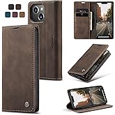 Cracedily for iPhone 14 Plus Case, Flip Wallet Leather Case with Card Holder Magnetic Closure Shockproof Kickstand Protective Phone Cases Cover for iPhone 14 Plus, Coffee