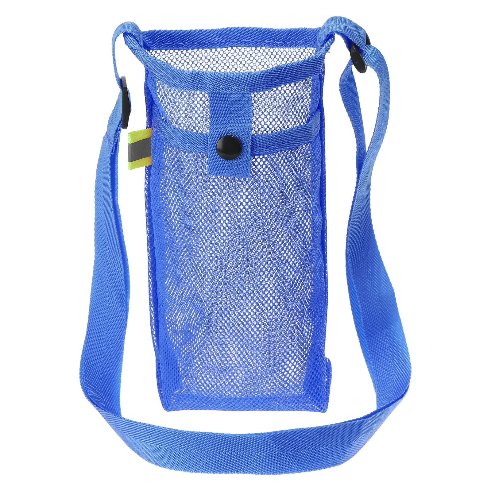 PATIKIL 22mmx13mm Water Bottle Bag, Mesh Portable Bottle Holder Carrier Adjustable Shoulder Strap for Sports Hiking Camping, Bright Blue