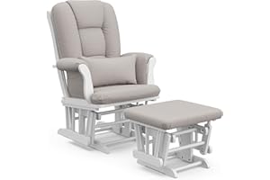 Storkcraft Tuscany Custom Glider and Ottoman with Free Lumbar Pillow (White/Taupe Swirl) - Cleanable Upholstered Comfort Rocking Nursery Chair with Ottoman