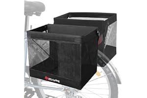 Zmgdrm Bicycle Grocery Panniers, 2PCS Foldable Bike Panniers Bags for Rear Rack, Rear Bike Basket Ebike Rear Rack Bags for Shopping Cycling Traveling Commuting