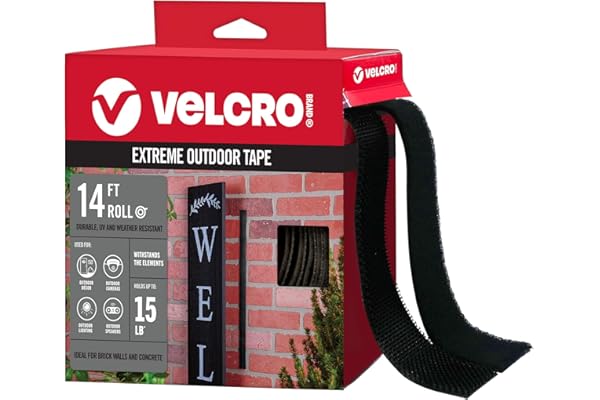 Velcro Brand Extreme Outdoor Double Sided Mounting Tape | Holds up to 15 Pounds on Brick or Other Rough Surfaces | UV and Wea