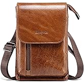 Hengwin Genuine Leather Small Crossbody Bag for Men Women, Cellphone Belt Pouch Bag, Travel Passport Wallet, Shoulder Holster