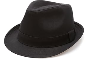 MIRMARU Classic Trilby Short Brim 100% Cotton Twill Fedora Hat with Band