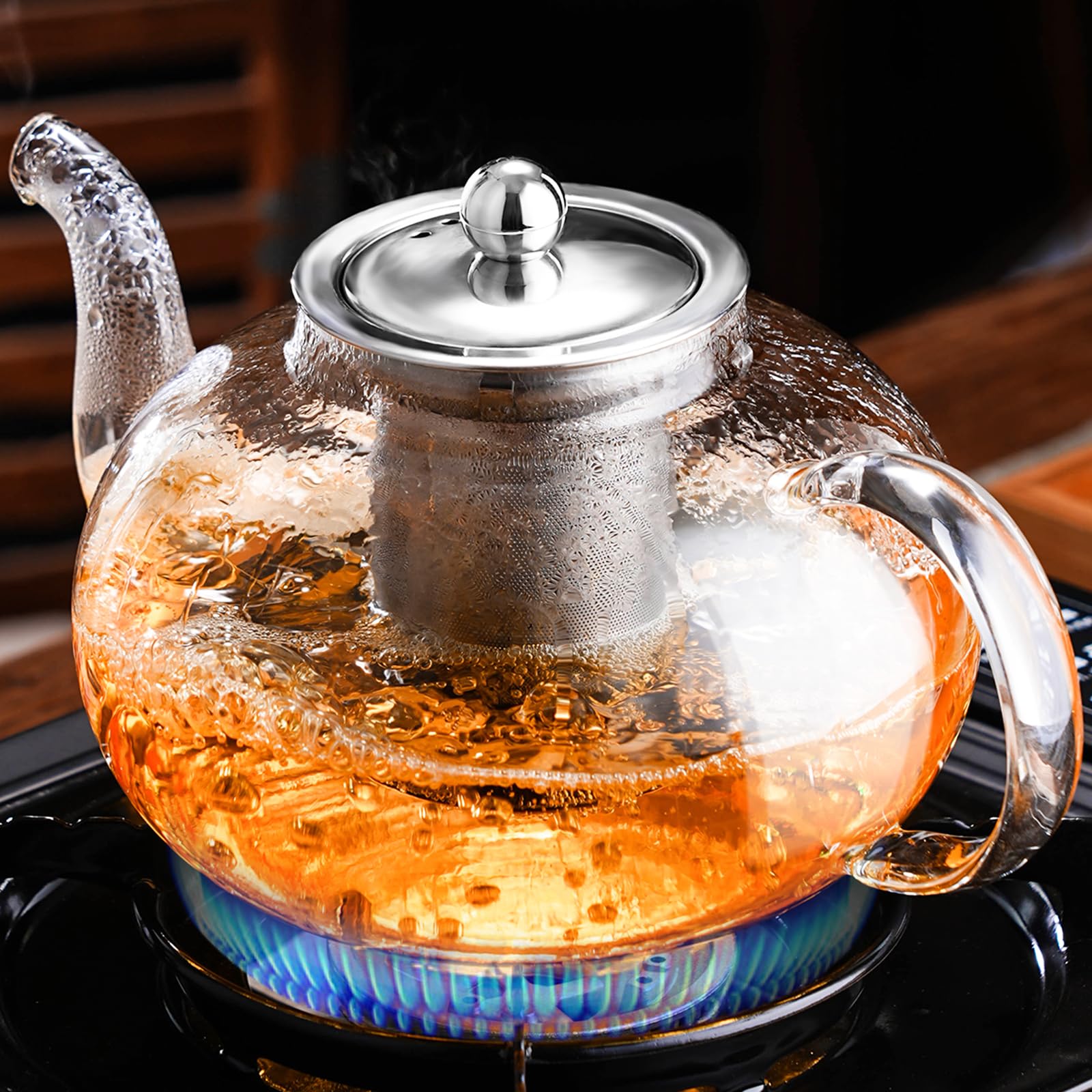Photo 1 of ***DIRTY*** PARACITY Glass Teapot Stovetop 40 OZ/1200ml, Borosilicate Clear Tea Kettle with Removable 18/8 Stainless Steel Infuser, Teapot Blooming and Loose Leaf Tea Maker Tea Brewer for Camping, Travel
