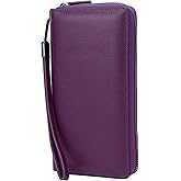 Bveyzi Women RFID Blocking Wallet Leather Zip Around Phone Clutch Large Capacity Ladies Travel Purse Wristlet | RFID Blocking, Zip Around, Large Capacity