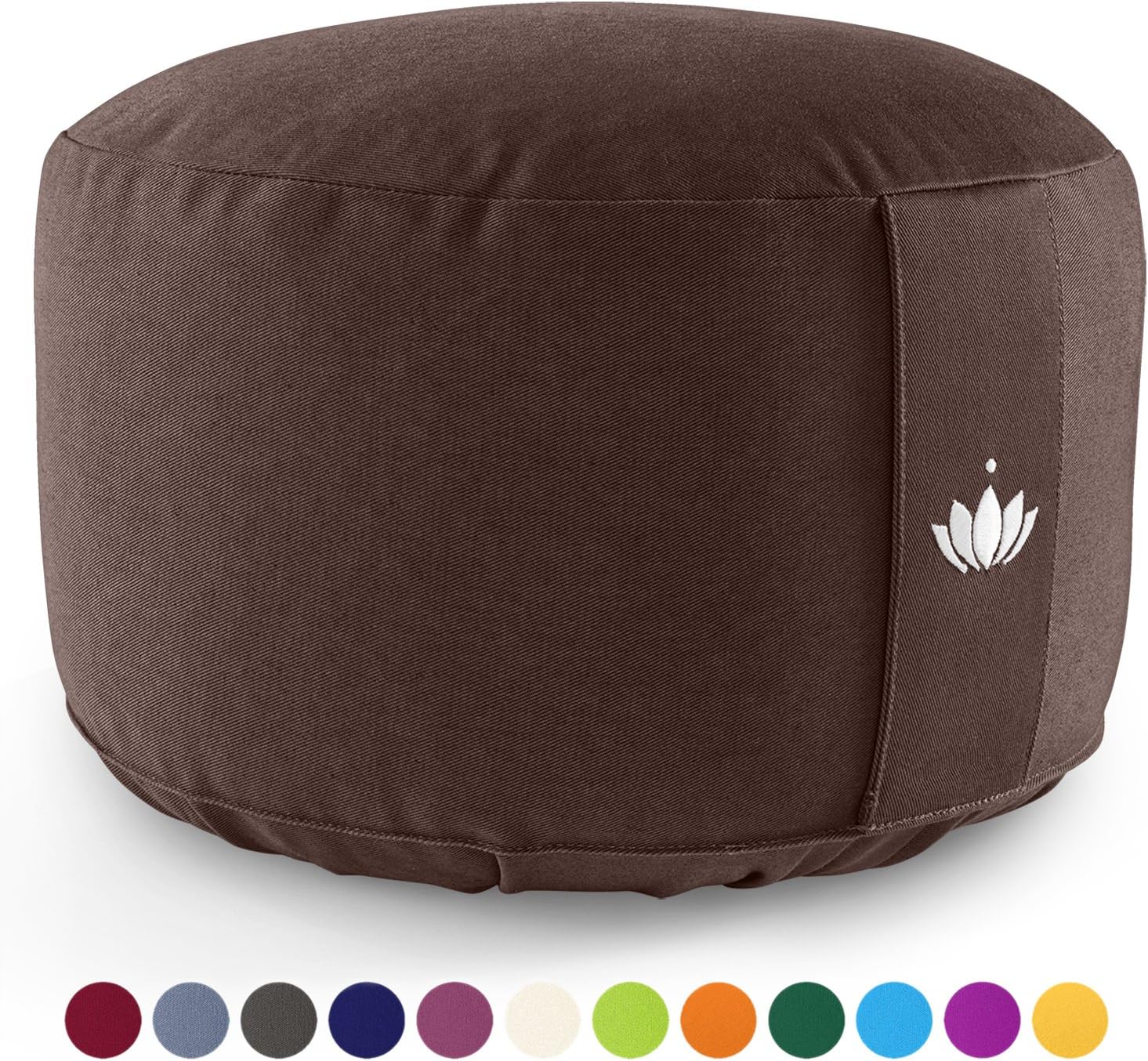 Lotuscrafts Meditation Cushion LOTUS - Height 15/20 cm - Spelt Filling - Washable Cover Organic Cotton - Floor Cushion Meditation - Yoga Cushion - Meditation Pillow - Yoga Pillow - GOTS Certified