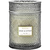 Sage & Citrus Scented Candles, Large Natural Soy Candle, 88 Hours Burning Time, Decorative Candles in Glass, Aromatherapy Candle Gift for Women, 19oz
