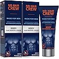No Hair Crew Body At Home Hair Removal Cream for Manscaping Unwanted Hair with Energizing Ginseng, Premium Depilatory, Painless & Flawless, Made for Men, 200ml (2 Pack)