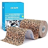 OK TAPE Hypoallergenic Digtal Printed Kinesiology Tape, Elastic Sports Athletic Tape, 2 Rolls, 2in×16.4ft Uncut Roll-Cheetah