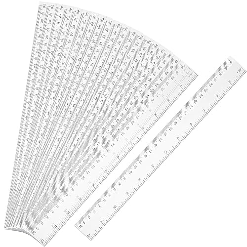 EBOOT 20 Pack Clear Plastic 12 Inch Straight Flexible Ruler with Inches ...