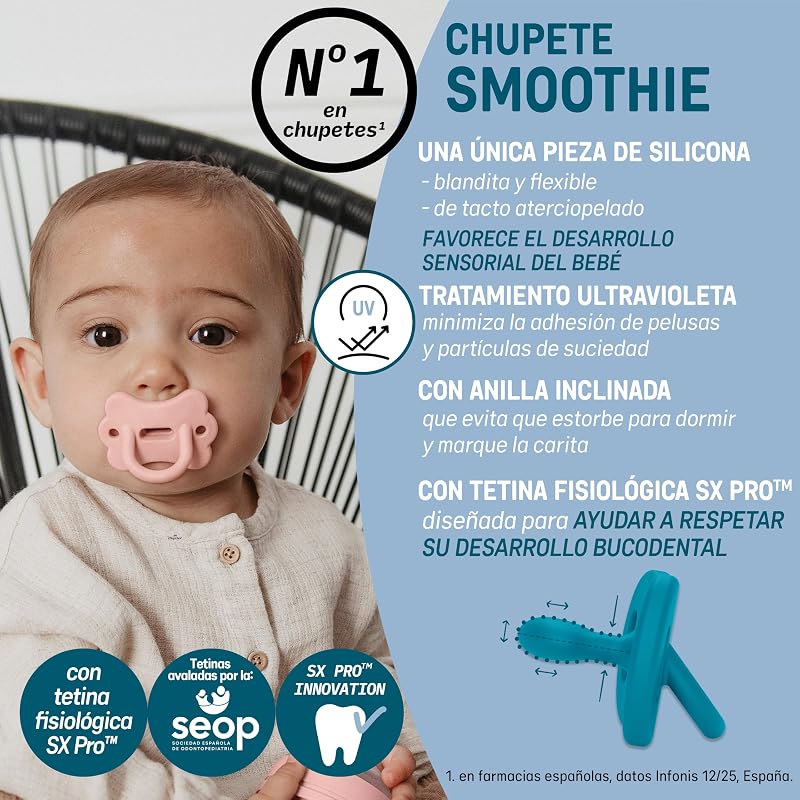 , Toda chupeta de silicone, bebé 0/6 meses e recém-nascido, bege macio