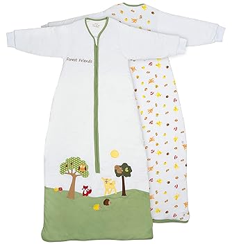Schlummersack Kinderschlafsack ganzjahres Langarm 2.5 Tog 130cm/3-6 Jahre - Waldtiere