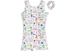 Destira Gymnastic Unitards for Girls with Matching Scrunchie - Biketard Athletic Wear, Gymnastics, Dance, Cheer, & More