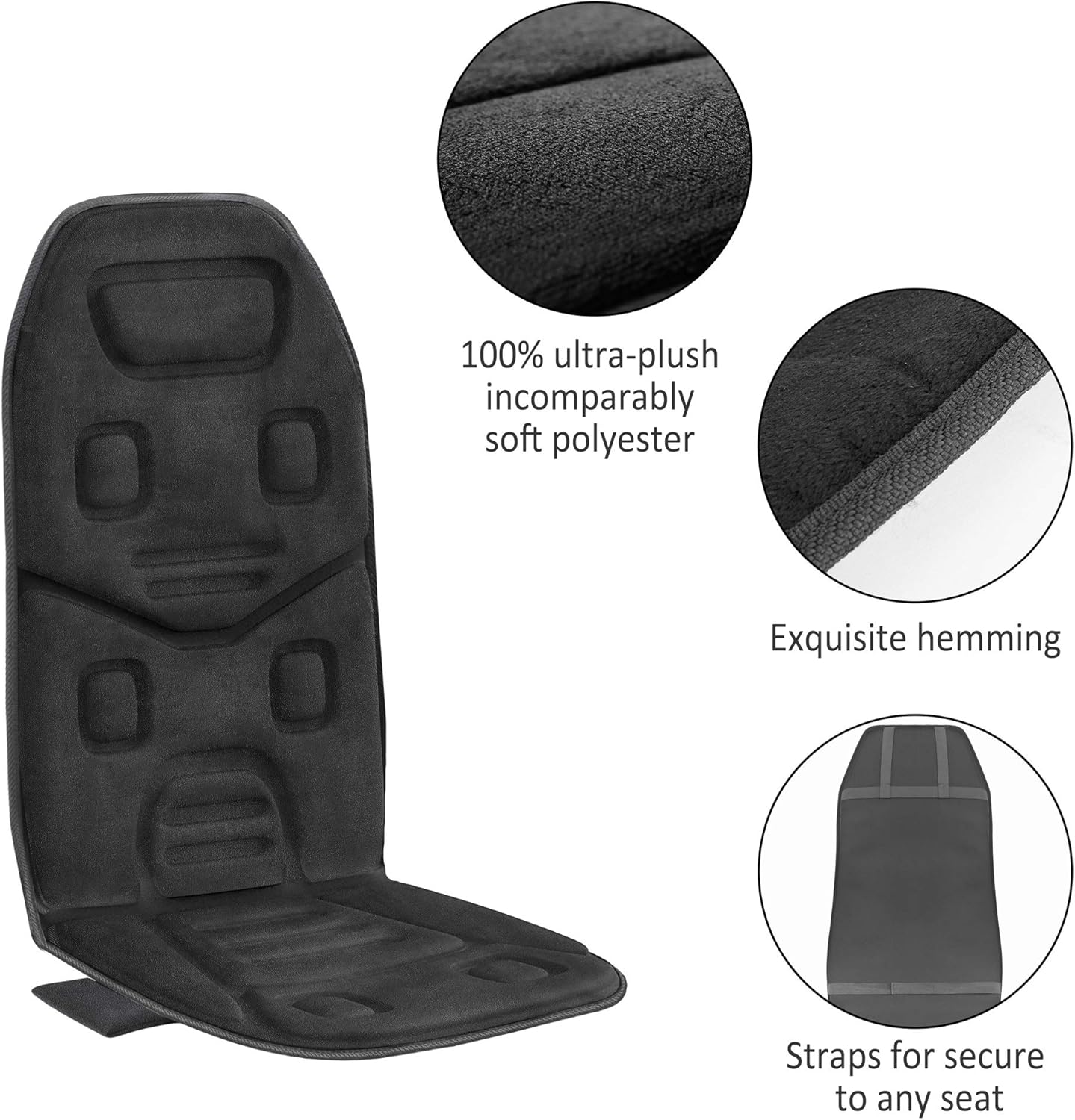 COMFIER Massage Seat Cushion with Heat - 10 Vibration Motors, 3 Heating Pad, car Back Massager for Chair, Massage Chair Pad for Back Pain Relief car and Home Office use: Automotive