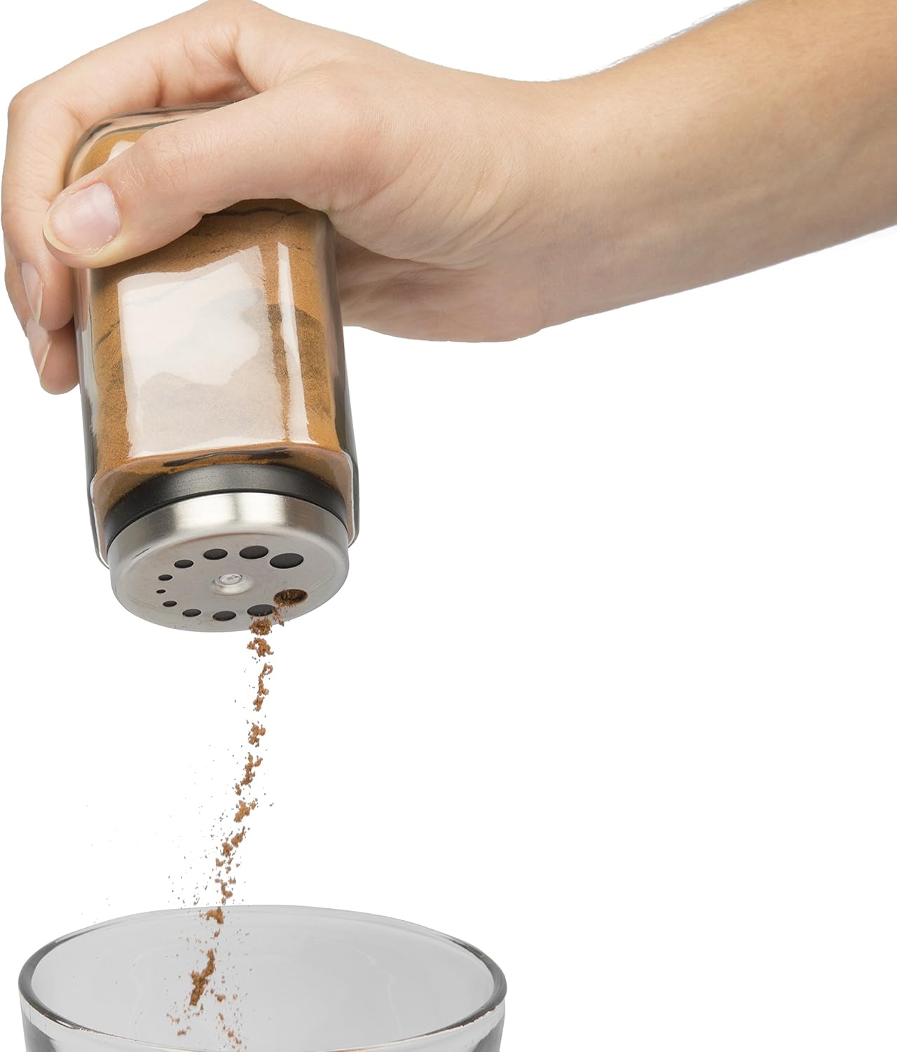 Set of 24 Premium Seasoning Shaker Rub Container Tins with 6 Pouring Sizes Adjustable Glass