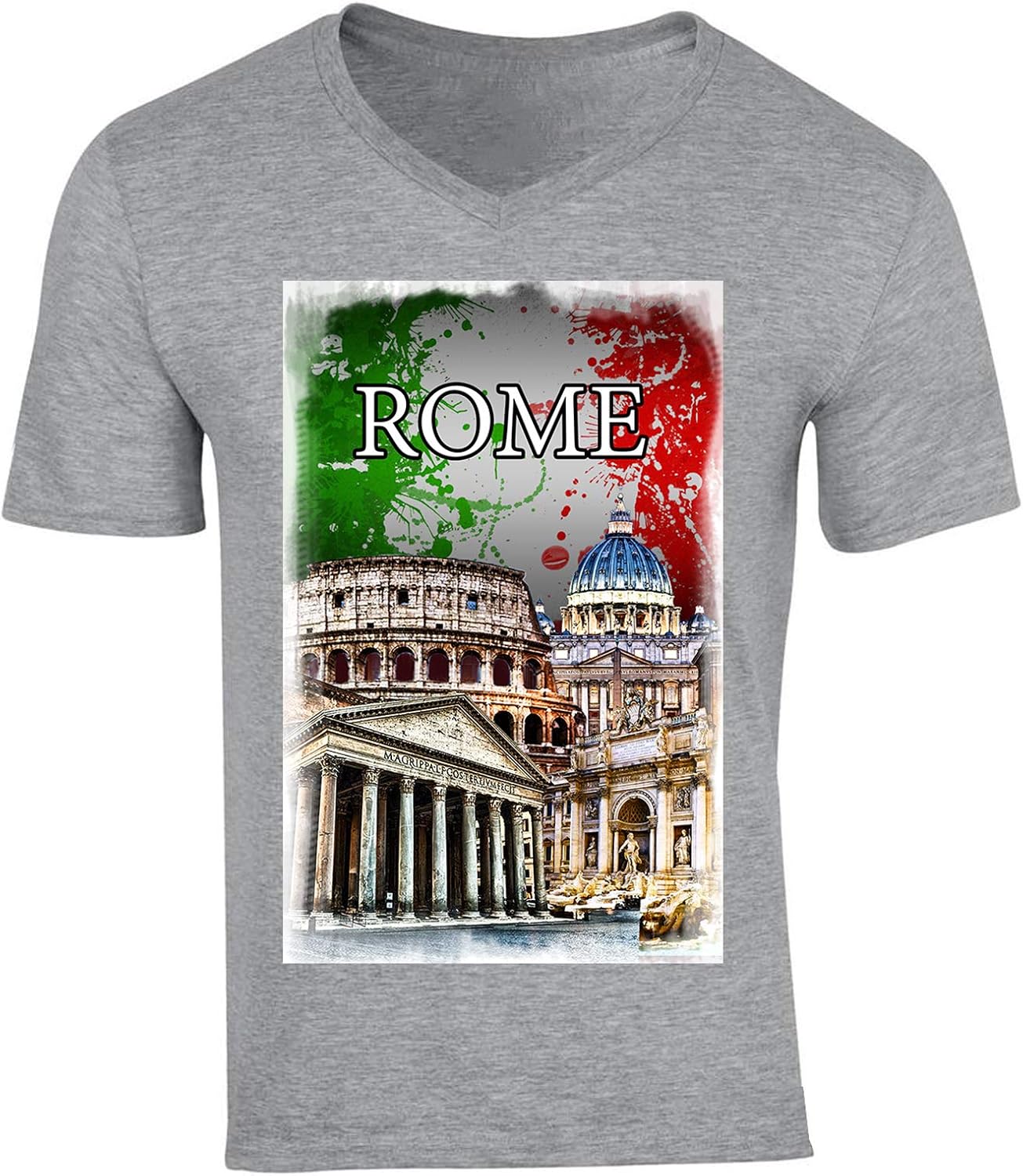 teesquare1st Men's Italy Rome City Grey VNeck TShirt Amazon.de Bekleidung