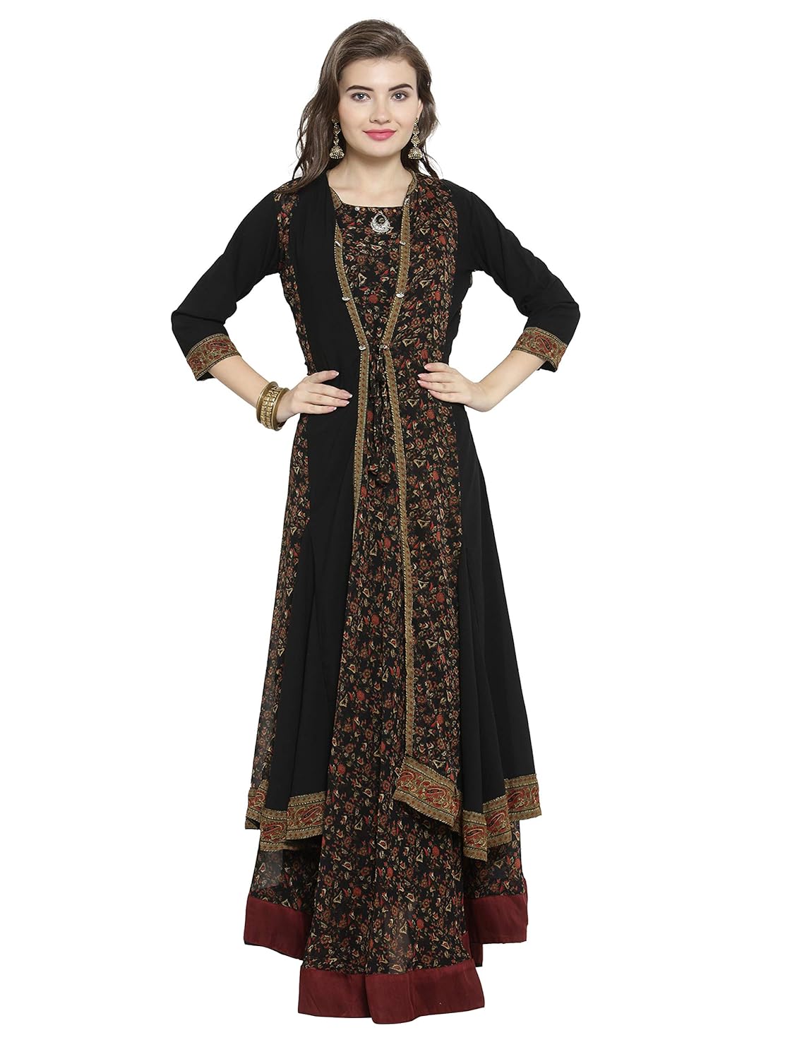 kvsfab georgette floral print flared dress [kvskr1126mrli]