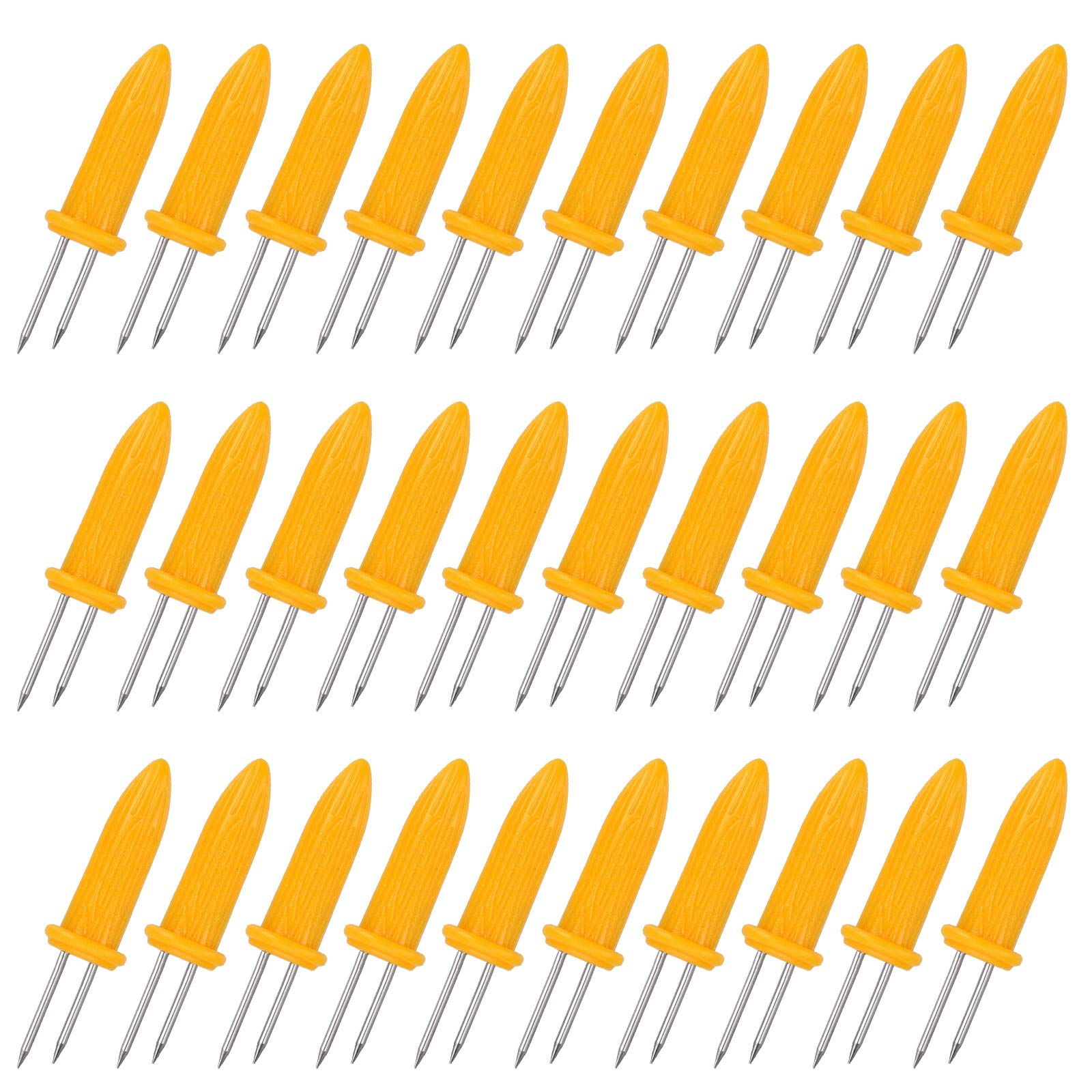 BigOtters 30PCS Large Size Corn Holders, Stainless Steel Corn on The Cob Skewers Twin Prong Sweetcorn Holder Fruit Fork for Kitchen Tool Outdoor Home BBQ Cooking