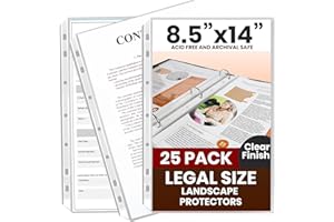 Performore 25 Pack of 8.5x14 Legal Size Heavyweight Long Clear Sheet Protectors, Plastic Legal Paper Sleeves, Clear Archival Quality for Binders Documents
