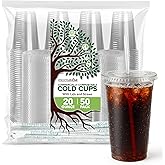 Stock Your Home 20 oz Clear Commercially Compostable Cups with Lids and Straws (Set of 50) Plant Based Cold Cups, Eco Party Cup, Environmentally Friendly Recyclable Disposable Sustainable