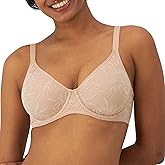 Bali Women's Lace Underwire Bra, Breathe Cotton Modal Lace Bras for Women, Full Coverage, Breathable, Convertible