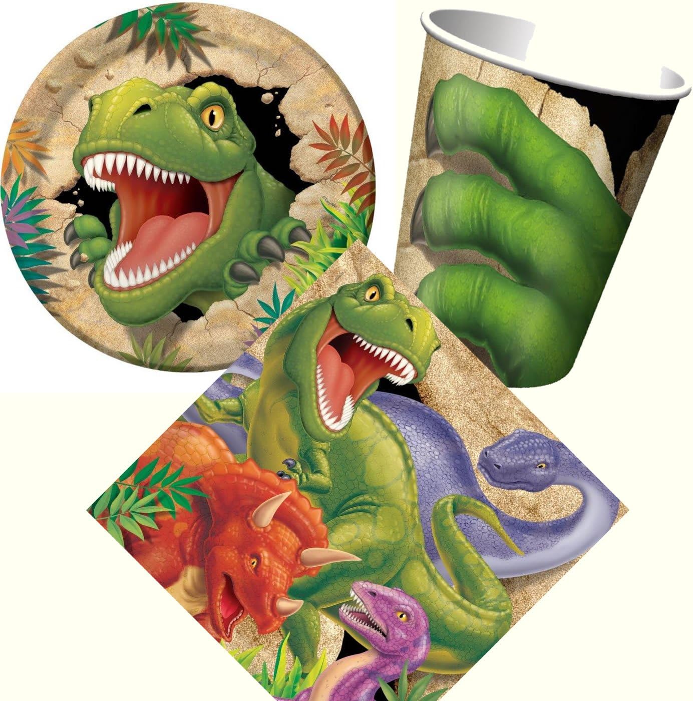 Dinosaur / TRex Party Set 32Piece with Plates Cups and Napkins