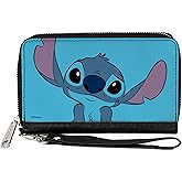Buckle-Down Women's PU Zip Around Wallet Lightweight Rectangle-Lilo & Stitch, 7.5"x4.5"