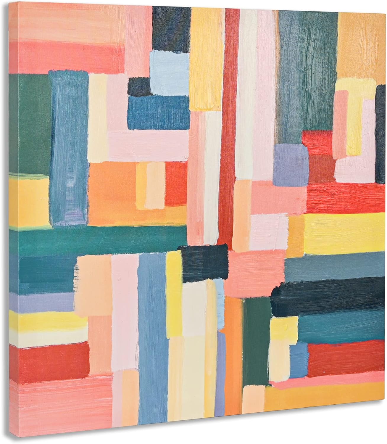 Paintings - ArtbyHannah 32x32 inch Large Colorful Abstract Paintings Wall Art for Living Room, Textured Hand- Painted Oil Paintings on Canvas for Bedroom Decor