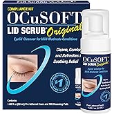 OCuSOFT Lid Scrub Original Compliance Kit - Instant Foaming Eyelid Scrub & Lint-Free Wipes - Daily Eyelid Kit to Remove Oil, Dust, Pollen & Eye Makeup - 1.68 fl oz & 100 Dry Pads