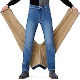 geithran Men's Sherpa Fleece Lined Jeans Winter Thermal Pants with Stretch Denim Business Casual Straight