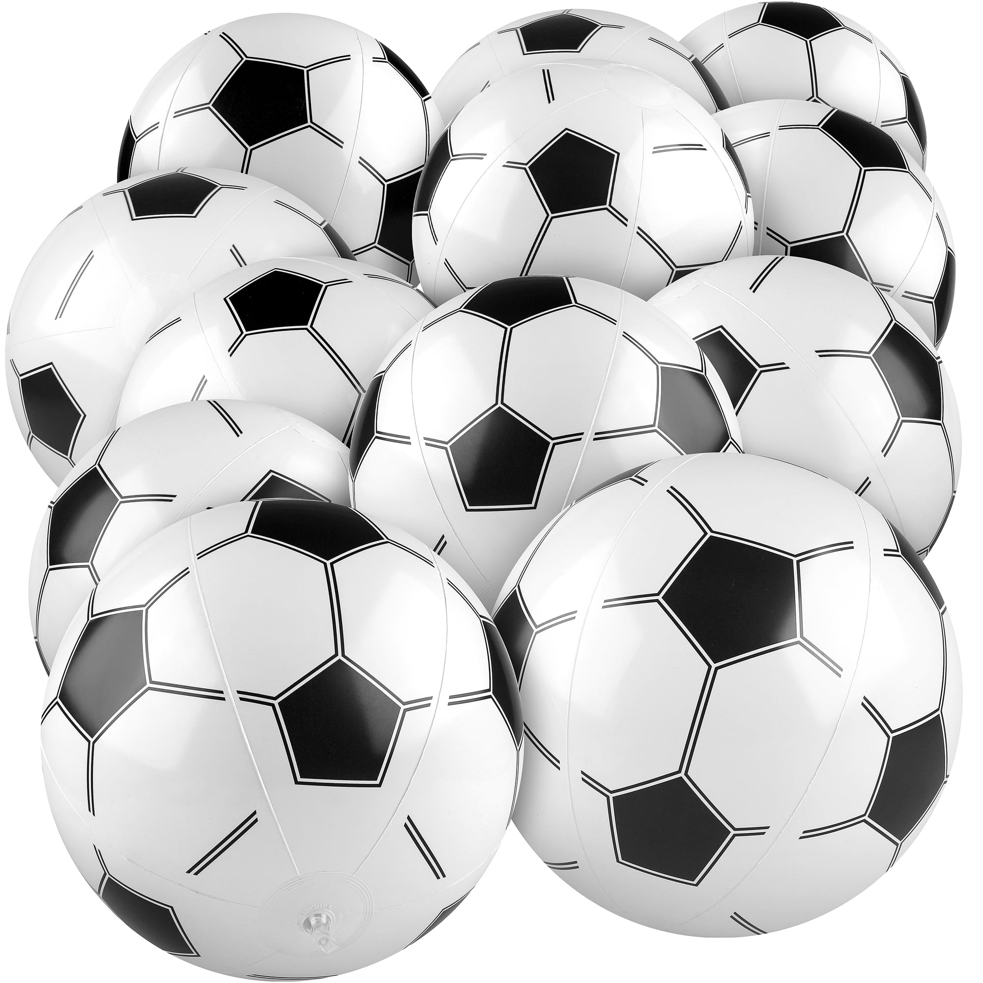 Photo 1 of durony 12 Pieces Soccer Beach Ball 11 Inch Inflatable Soccer Bouncing Sports Ball Bouncy Toy Favors for Birthday Party Summer Beach Pool Games Decorations